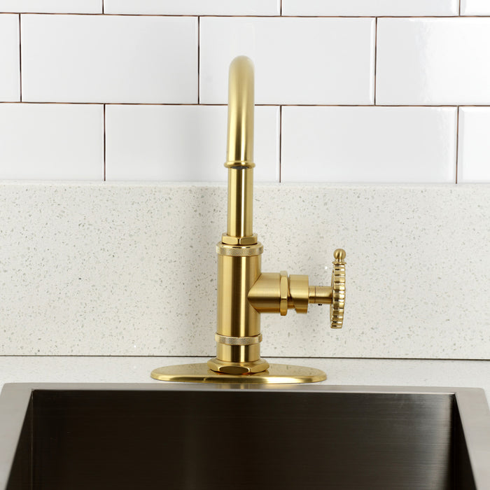 Kingston Sona KSD8507CG - Fuller One-Handle 1-Hole Deck Mount Bar Faucet, Brushed Brass