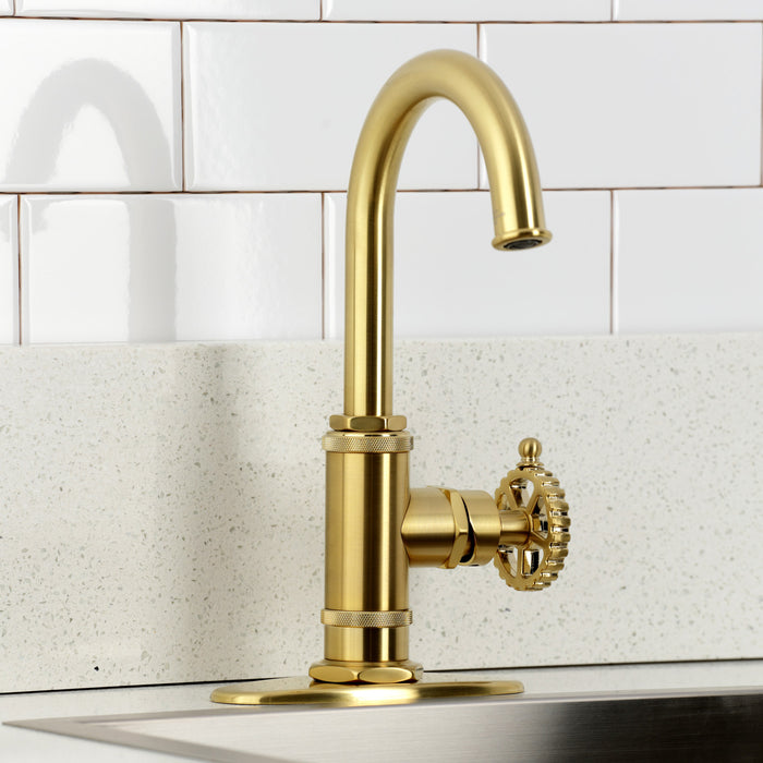Kingston Sona KSD8507CG - Fuller One-Handle 1-Hole Deck Mount Bar Faucet, Brushed Brass