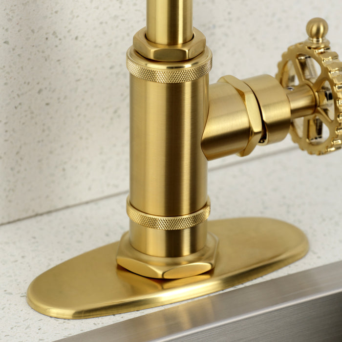 Kingston Sona KSD8507CG - Fuller One-Handle 1-Hole Deck Mount Bar Faucet, Brushed Brass