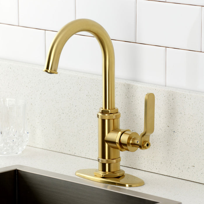 Kingston Sona KSD8507KL - Whitaker One-Handle 1-Hole Deck Mount Bar Faucet, Brushed Brass