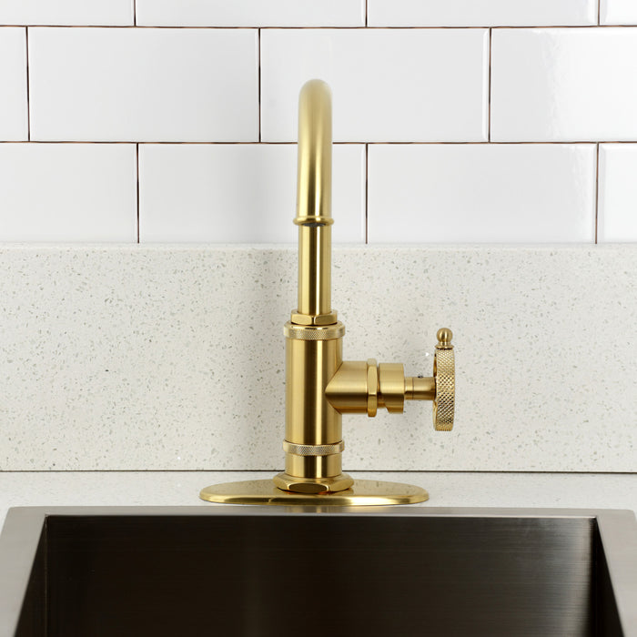 Kingston Sona KSD8507RKX - Webb One-Handle 1-Hole Deck Mount Bar Faucet with Knurled Handle, Brushed Brass