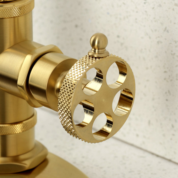 Kingston Sona KSD8507RKX - Webb One-Handle 1-Hole Deck Mount Bar Faucet with Knurled Handle, Brushed Brass