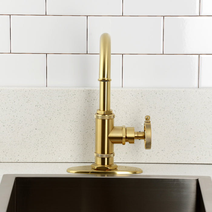 Wendell KSD8507RKZ One-Handle 1-Hole Deck Mount Bar Faucet with Knurled Handle, Brushed Brass