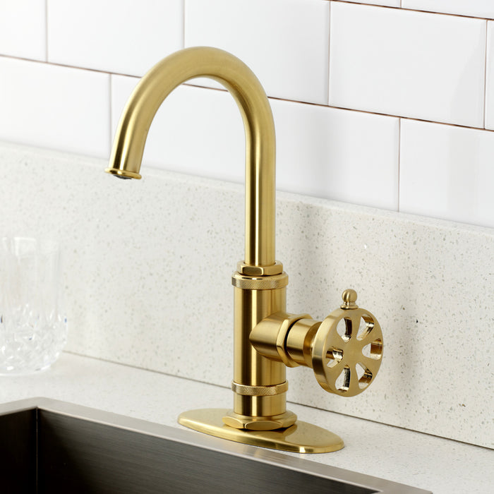 Kingston Sona KSD8507RX - Belknap One-Handle 1-Hole Deck Mount Bar Faucet, Brushed Brass