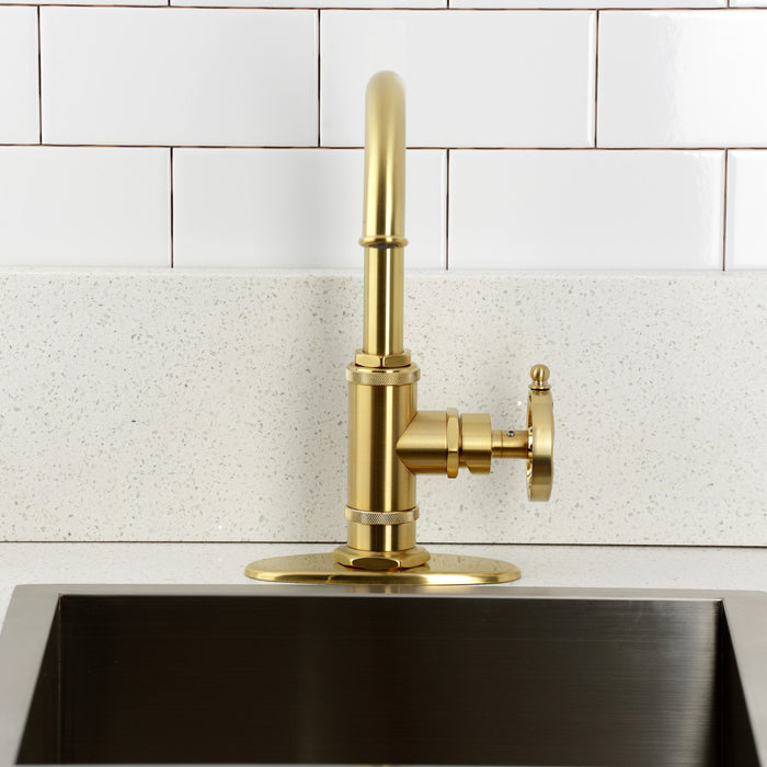 Kingston Sona KSD8507RX - Belknap One-Handle 1-Hole Deck Mount Bar Faucet, Brushed Brass