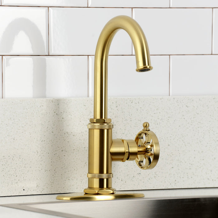 Kingston Sona KSD8507RX - Belknap One-Handle 1-Hole Deck Mount Bar Faucet, Brushed Brass