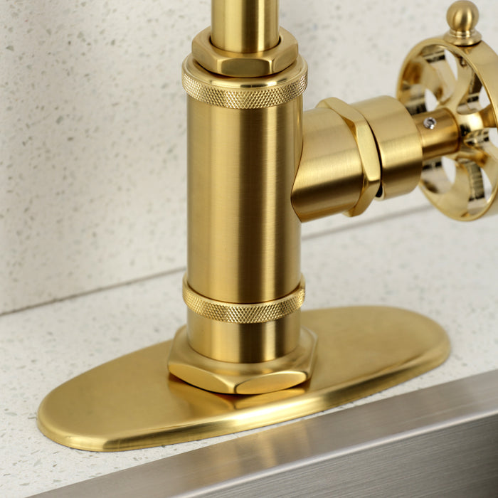 Kingston Sona KSD8507RX - Belknap One-Handle 1-Hole Deck Mount Bar Faucet, Brushed Brass