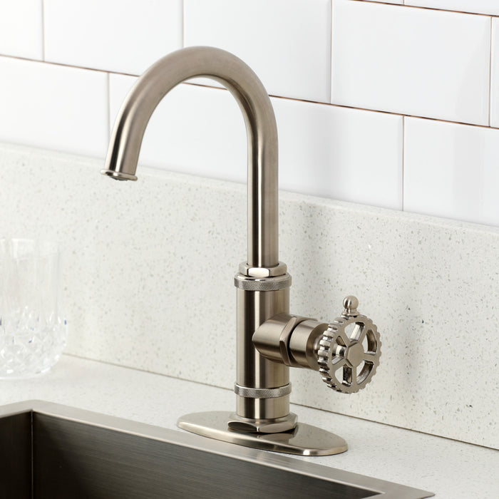 Kingston Sona KSD8508CG - Fuller One-Handle 1-Hole Deck Mount Bar Faucet, Brushed Nickel