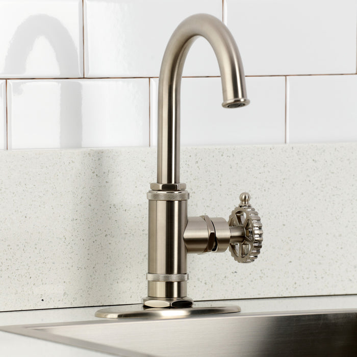 Kingston Sona KSD8508CG - Fuller One-Handle 1-Hole Deck Mount Bar Faucet, Brushed Nickel