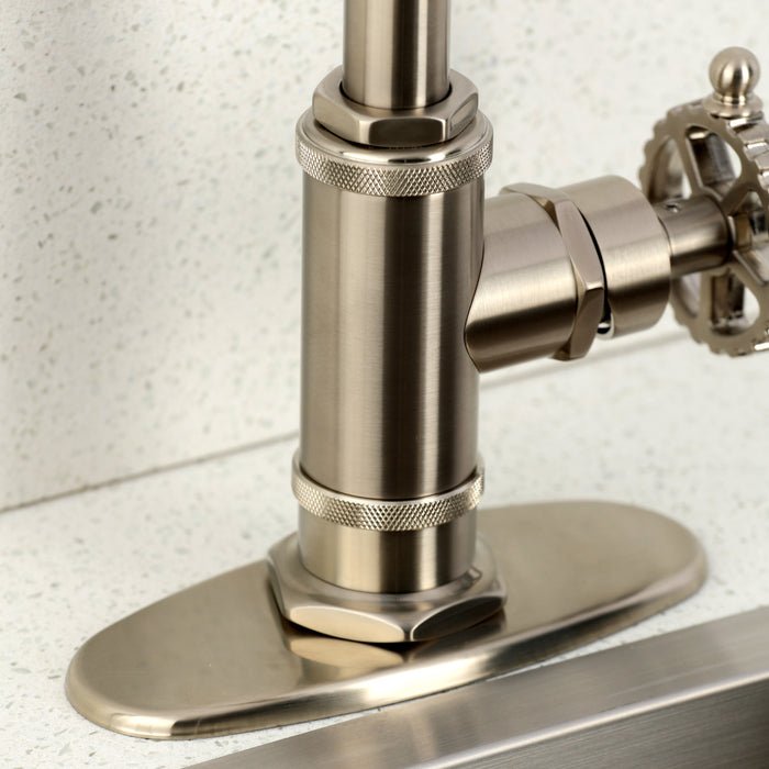 Kingston Sona KSD8508CG - Fuller One-Handle 1-Hole Deck Mount Bar Faucet, Brushed Nickel