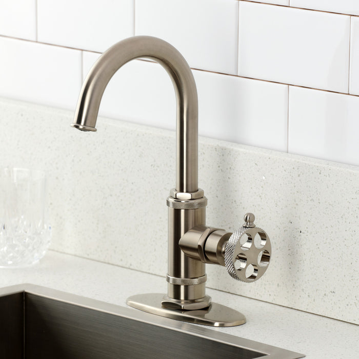Kingston Sona KSD8508RKX - Webb One-Handle 1-Hole Deck Mount Bar Faucet with Knurled Handle, Brushed Nickel