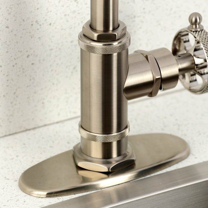 Kingston Sona KSD8508RKX - Webb One-Handle 1-Hole Deck Mount Bar Faucet with Knurled Handle, Brushed Nickel