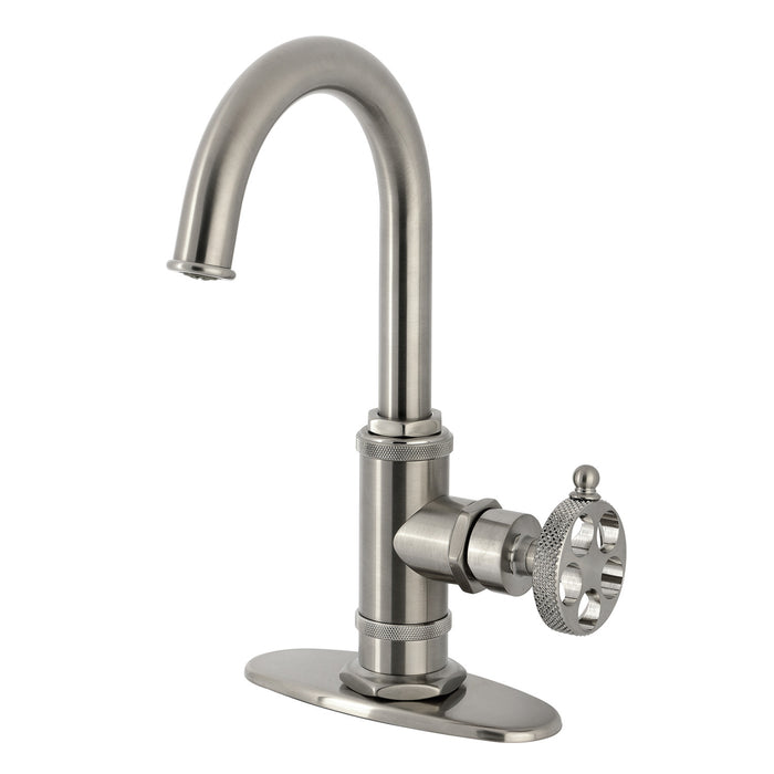 Kingston Sona KSD8508RKX - Webb One-Handle 1-Hole Deck Mount Bar Faucet with Knurled Handle, Brushed Nickel