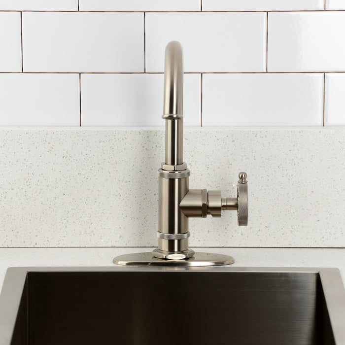 Kingston Sona KSD8508RKZ - Wendell One-Handle 1-Hole Deck Mount Bar Faucet with Knurled Handle, Brushed Nickel