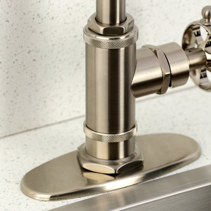 Kingston Sona KSD8508RKZ - Wendell One-Handle 1-Hole Deck Mount Bar Faucet with Knurled Handle, Brushed Nickel