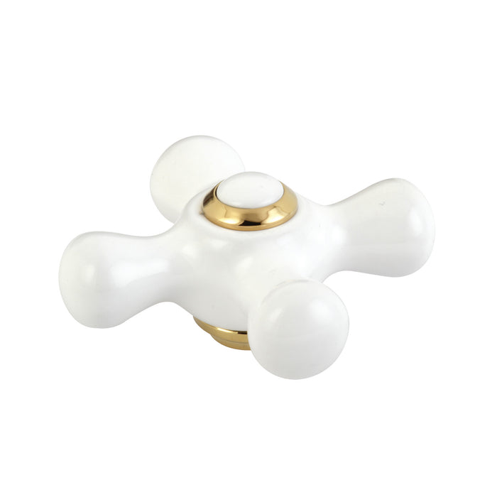Kingston KSDH23625PX Porcelain Cross Handle, Diverter for Tub Filler, Polished Brass