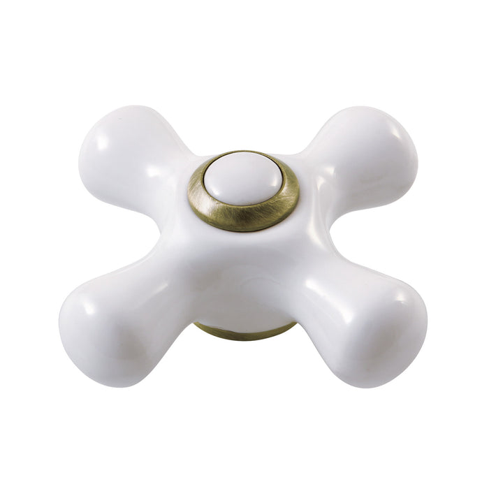 Kingston KSDH23635PX Porcelain Cross Handle, Diverter for Tub Filler, Antique Brass