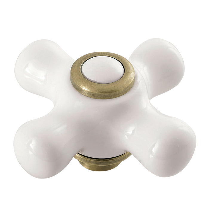 Kingston KSDH266PXAB Porcelain Cross Handle, Diverter for Tub and Shower Faucet, Antique Brass