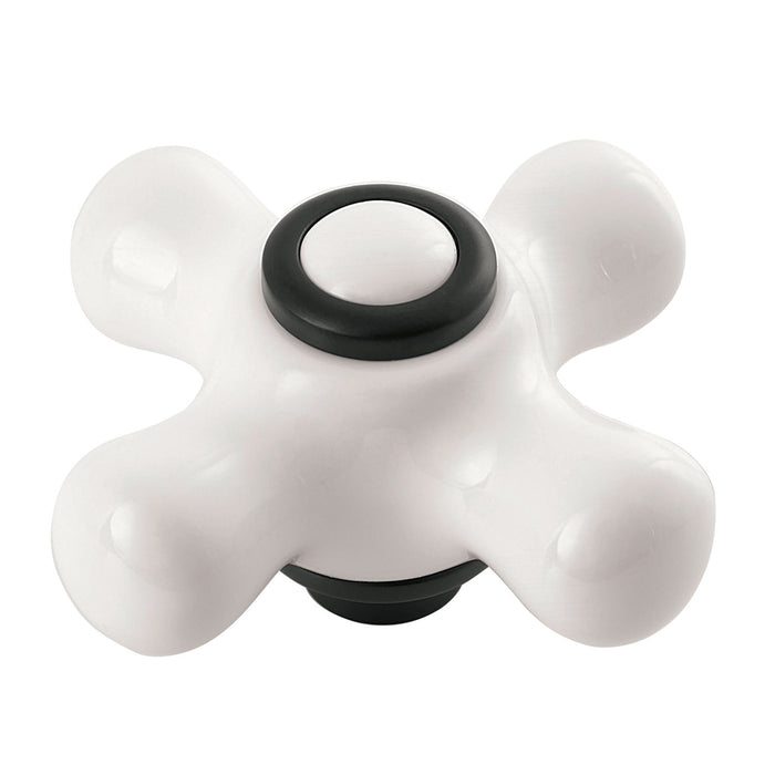 Kingston KSDH266PXMB Porcelain Cross Handle, Diverter for Tub and Shower Faucet, Matte Black