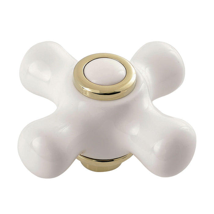 Kingston KSDH266PXPB Porcelain Cross Handle, Diverter for Tub and Shower Faucet, Polished Brass