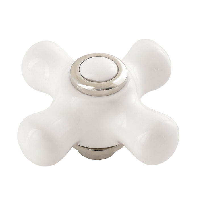 Kingston KSDH266PXPN Porcelain Cross Handle, Diverter for Tub and Shower Faucet, Polished Nickel