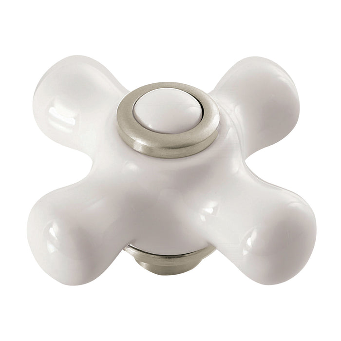 Kingston KSDH266PXSN Porcelain Cross Handle, Diverter for Tub and Shower Faucet, Brushed Nickel