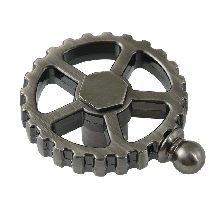 Kingston Fuller KSDH2944CG Brass Industrial Style Machine Gear Wheel Handle, Black Stainless