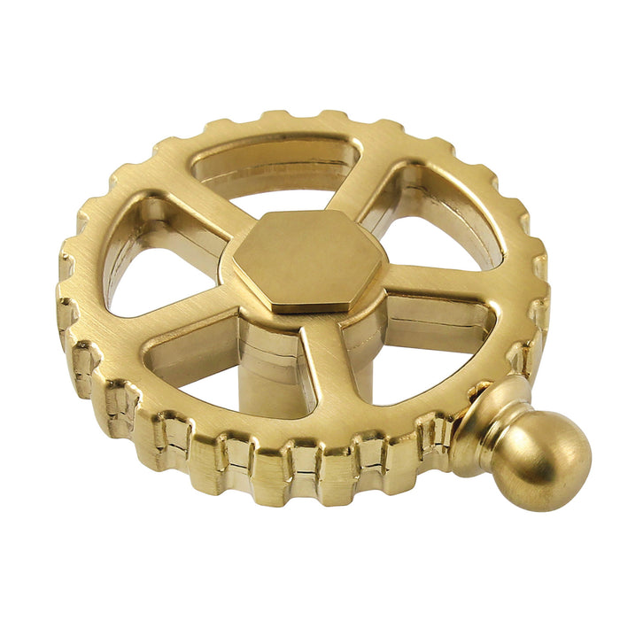 Kingston Fuller KSDH2947CG Brass Industrial Style Machine Gear Wheel Handle, Brushed Brass