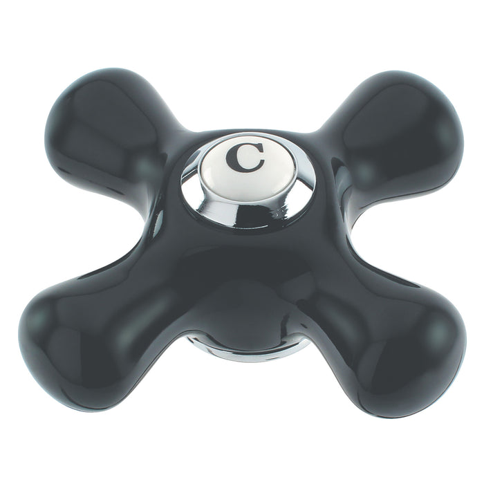 Kingston Duchess KSH1161PKXC Black Porcelain Cross Handle (Cold Side), Polished Chrome