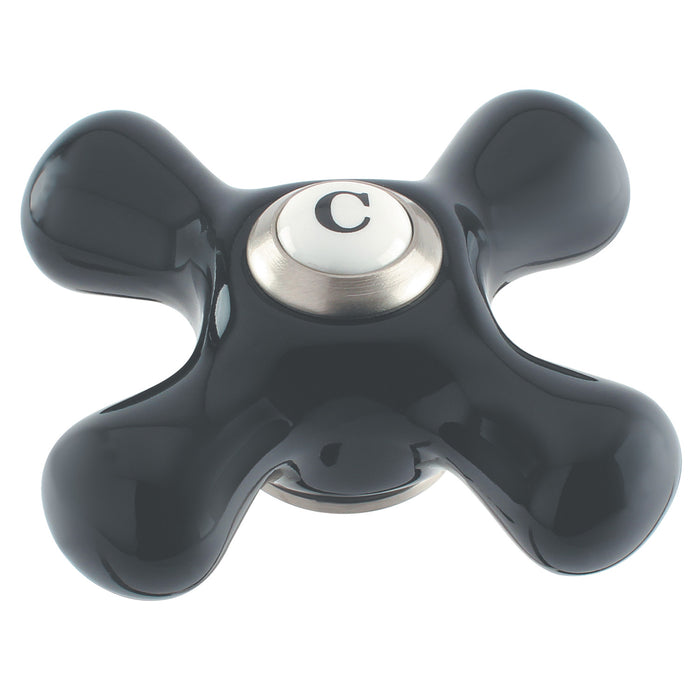 Kingston Duchess KSH1168PKXC Black Porcelain Cross Handle (Cold Side), Brushed Nickel