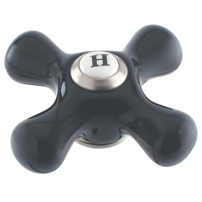 Kingston Duchess KSH1168PKXH Black Porcelain Cross Handle (Hot Side), Brushed Nickel