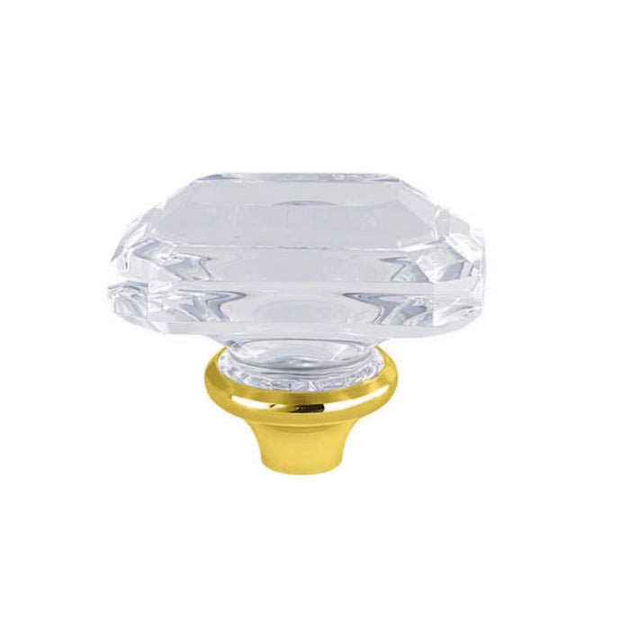 Kingston KSH1962KRL Crystal Rectangular Knob Handle, Polished Brass