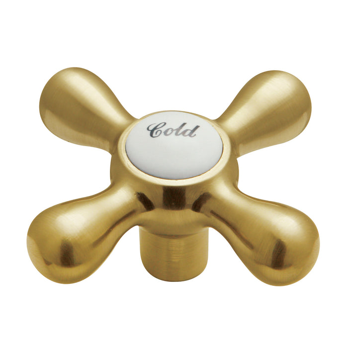 Kingston KSH213SBC Zinc Alloy Cross Handle (Cold Side), Brushed Brass
