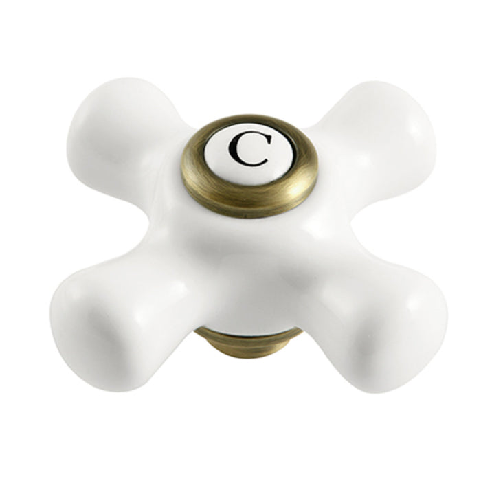 Kingston Kingston KSH266PXABC Porcelain Cross Handle (Cold Side), Antique Brass