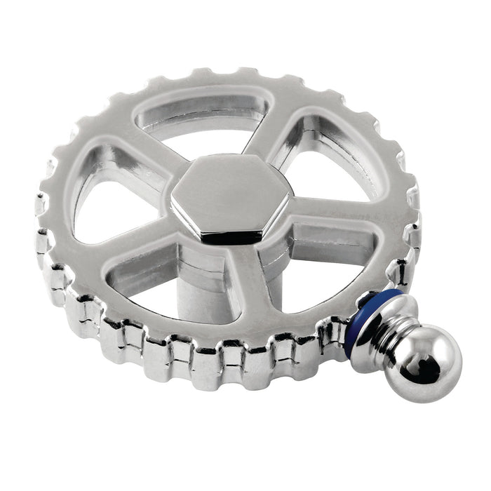 Kingston Fuller KSH2941CGC Brass Industrial Style Machine Gear Wheel Handle (Cold Side), Polished Chrome