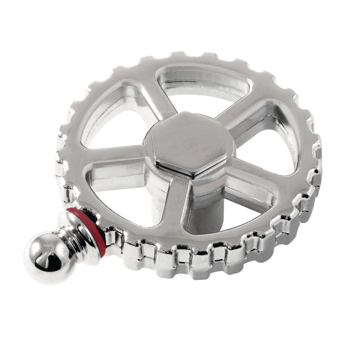 Kingston Fuller KSH2941CGH Brass Industrial Style Machine Gear Wheel Handle (Hot Side), Polished Chrome