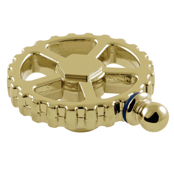 Kingston Fuller KSH2942CGC Brass Industrial Style Machine Gear Wheel Handle (Cold Side), Polished Brass