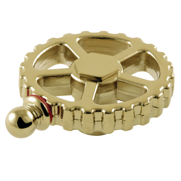 Kingston Fuller KSH2942CGH Brass Industrial Style Machine Gear Wheel Handle (Hot Side), Polished Brass