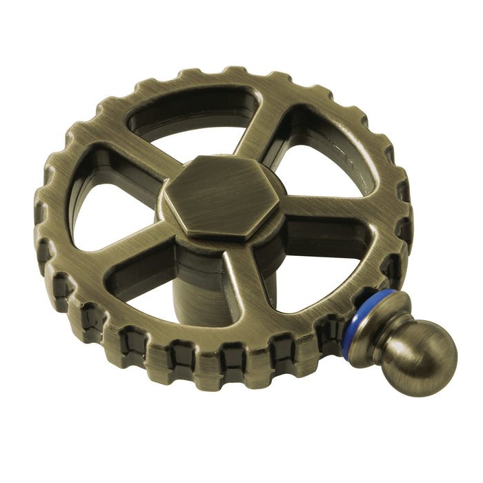 Kingston Fuller KSH2943CGC Brass Industrial Style Machine Gear Wheel Handle (Cold Side), Antique Brass
