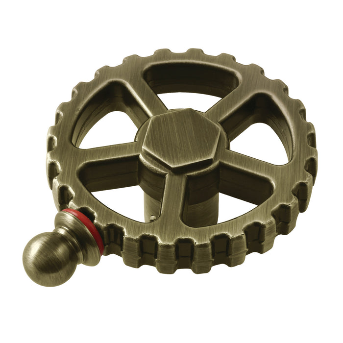 Kingston Fuller KSH2943CGH Brass Industrial Style Machine Gear Wheel Handle (Hot Side), Antique Brass