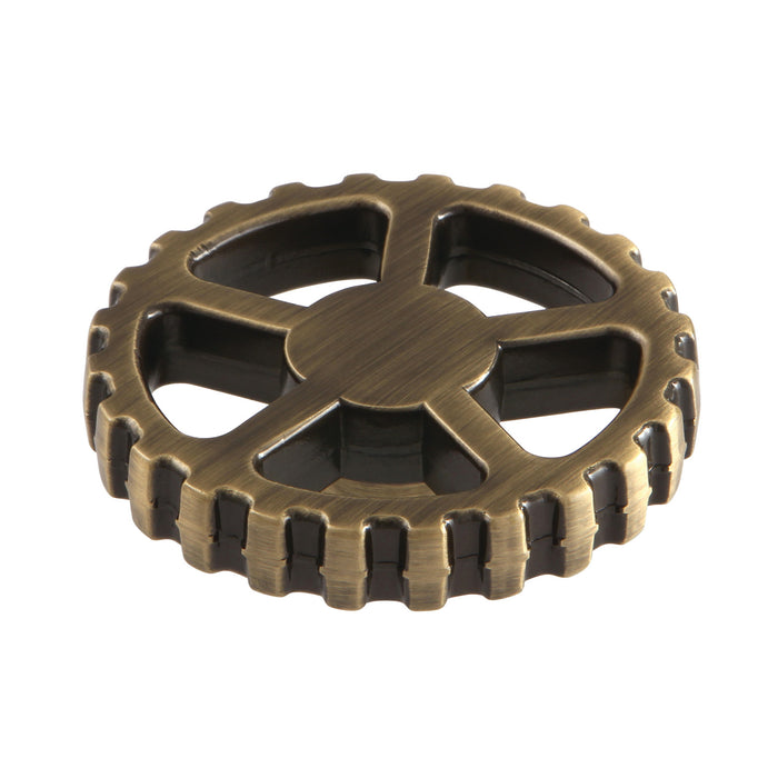 Kingston Fuller KSH2943CG Brass Industrial Style Machine Gear Wheel Handle, Antique Brass
