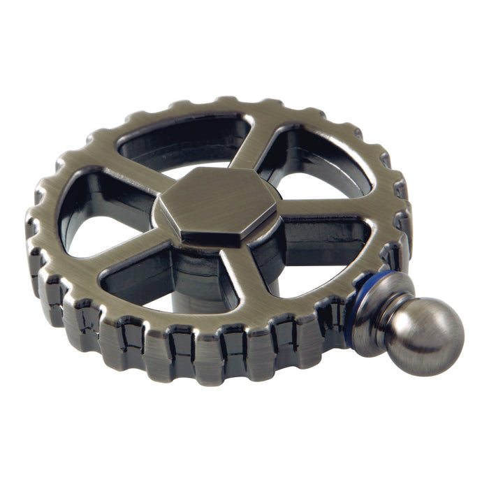 Kingston Fuller KSH2944CGC Brass Industrial Style Machine Gear Wheel Handle (Cold Side), Black Stainless