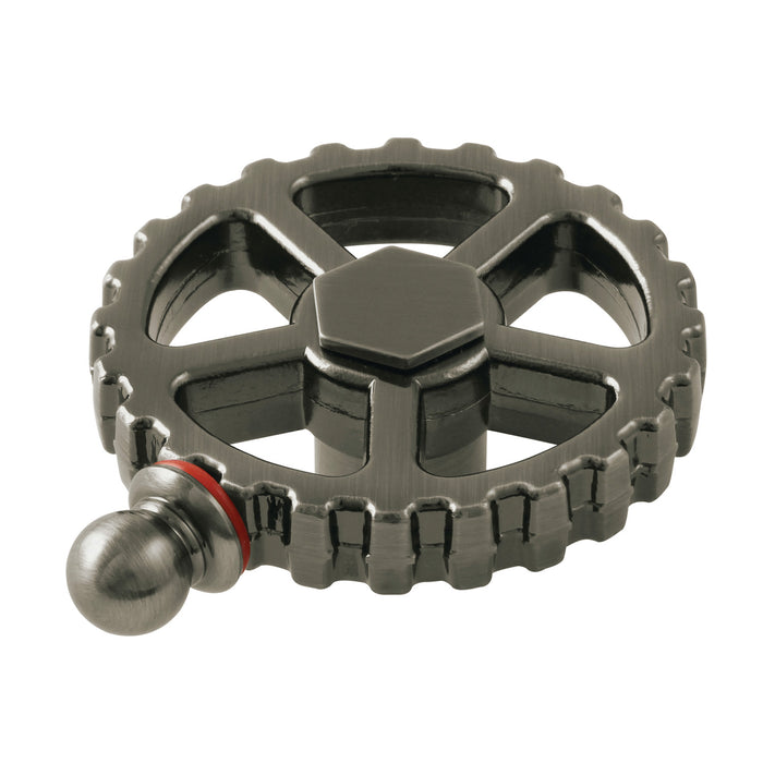 Kingston Fuller KSH2944CGH Brass Industrial Style Machine Gear Wheel Handle (Hot Side), Black Stainless