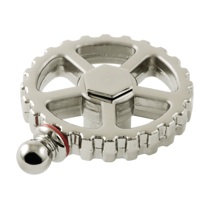 Kingston Fuller KSH2946CGH Brass Industrial Style Machine Gear Wheel Handle (Hot Side), Polished Nickel