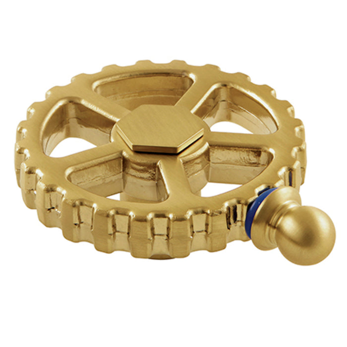Kingston Fuller KSH2947CGC Brass Industrial Style Machine Gear Wheel Handle (Cold Side), Brushed Brass