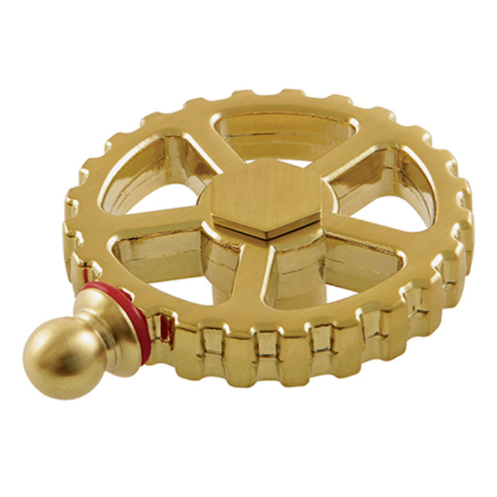 Kingston Fuller KSH2947CGH Brass Industrial Style Machine Gear Wheel Handle (Hot Side), Brushed Brass