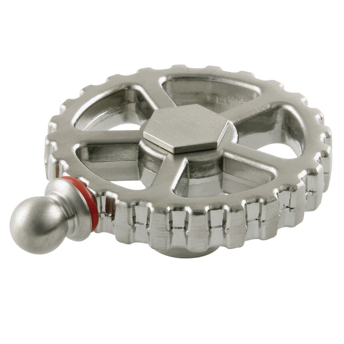 Kingston Fuller KSH2948CGH Brass Industrial Style Machine Gear Wheel Handle (Hot Side), Brushed Nickel