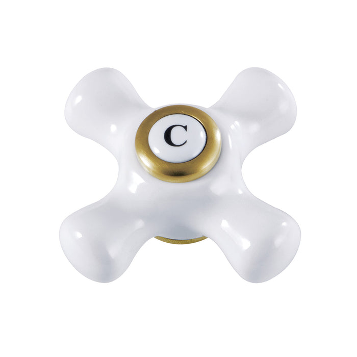 Kingston KSH3227PXC Porcelain Cross Handle (Cold Side), Brushed Brass