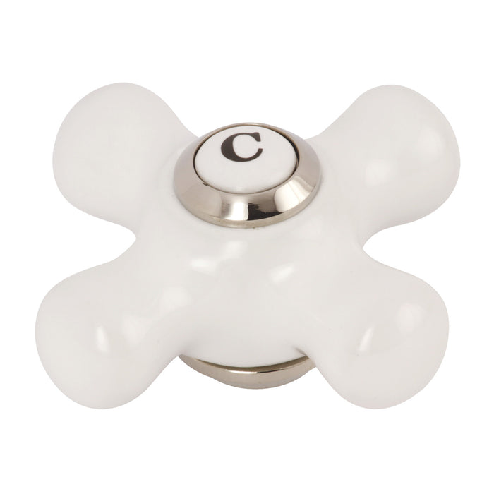 Kingston KSH3606PXC Porcelain Cross Handle (Cold Side), Polished Nickel
