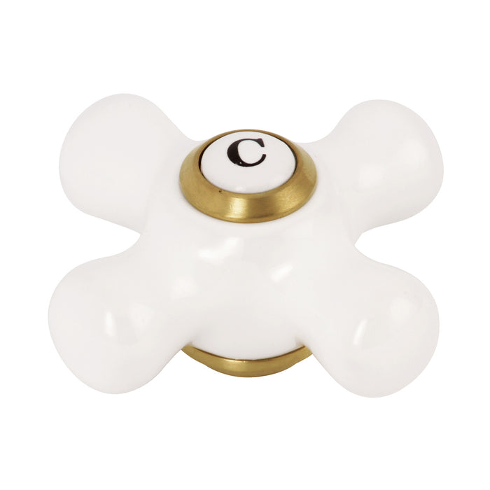 Kingston KSH3607PXC Porcelain Cross Handle (Cold Side), Brushed Brass